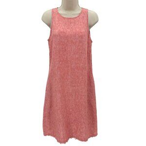 Garnet Hill Womens Sleeveless Light Red Linen Pockets Shift Dress Size 2
